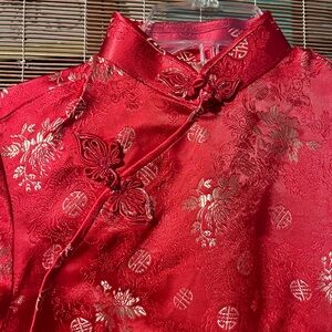 Elegant Red Floral Women's Top